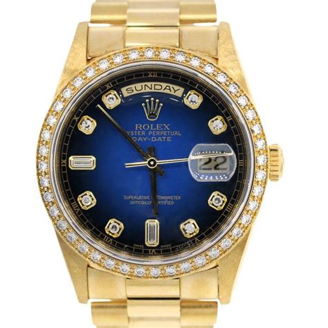 gold rolex day date blue face